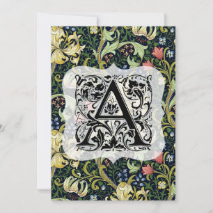 William Morris Alphabet Golden Lily Dark Colours Thank You Card