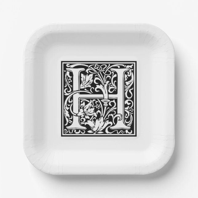 William Morris Alphabet “H” Paper Plates (Front)
