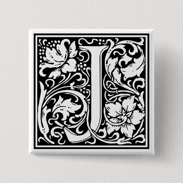 William Morris Alphabet “J” 15 Cm Square Badge (Front)