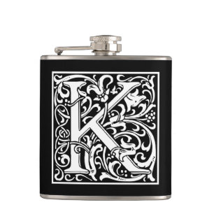 William Morris Alphabet “K” Hip Flask