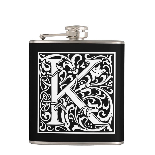 William Morris Alphabet “K” Hip Flask (Front)