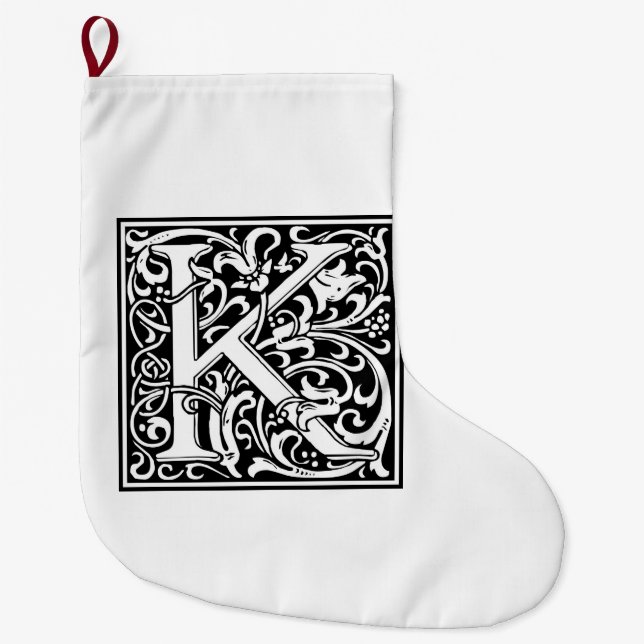 William Morris Alphabet “K” Large Christmas Stocking (Front)