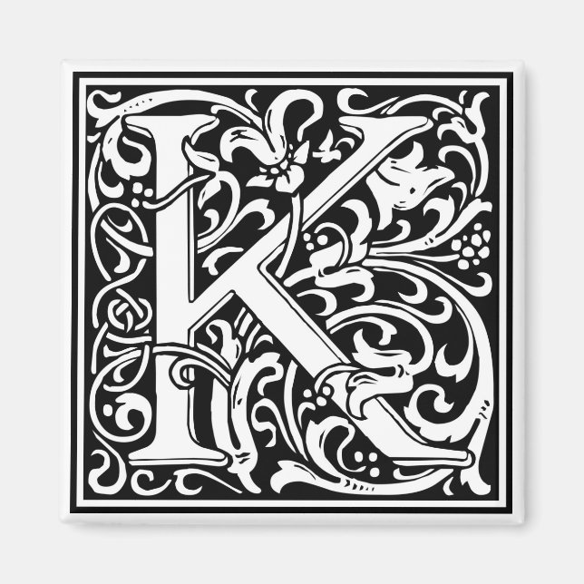 William Morris Alphabet “K” Magnet (Front)
