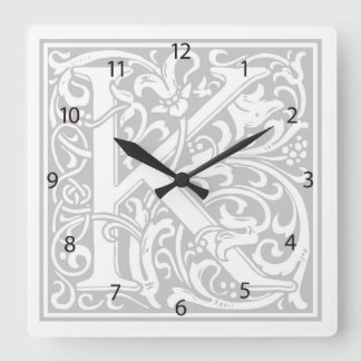 William Morris Alphabet “K” Square Wall Clock
