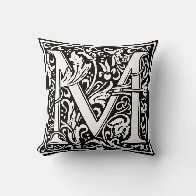 William Morris Alphabet “M” Cushion (Front)