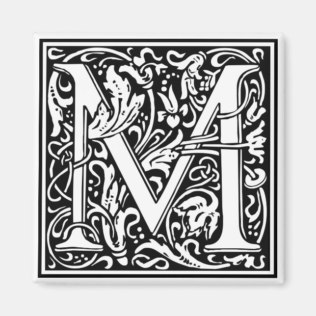 William Morris Alphabet “M” Magnet (Front)