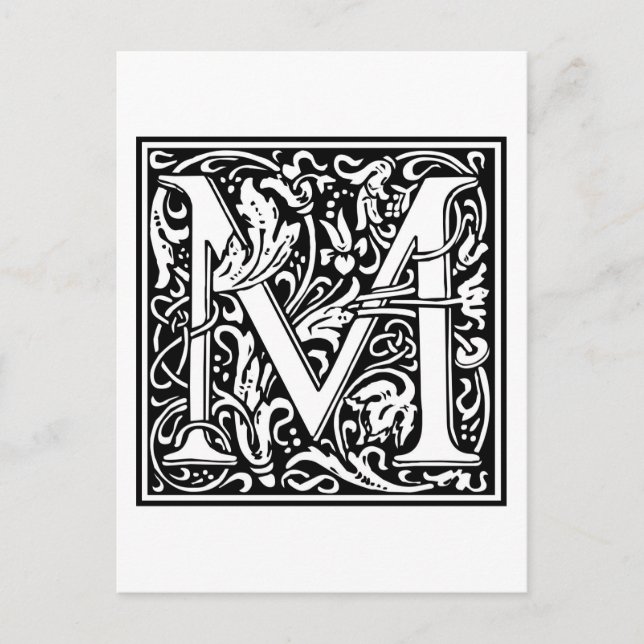 William Morris Alphabet “M” Postcard (Front)