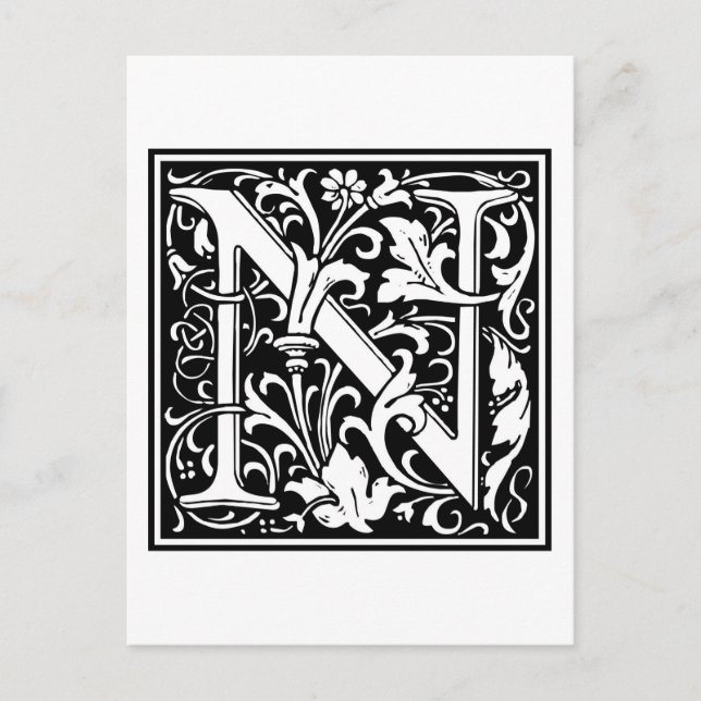 William Morris Alphabet “N” Postcard (Front)