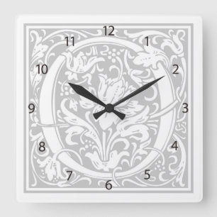 William Morris Alphabet “O” Square Wall Clock