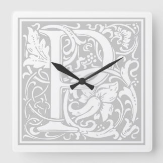 William Morris Alphabet “P” Square Wall Clock