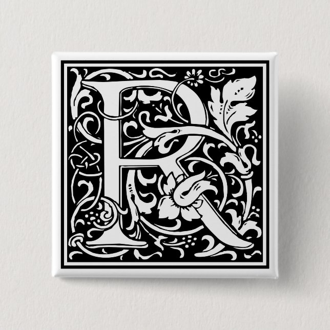 William Morris Alphabet “R” 15 Cm Square Badge (Front)