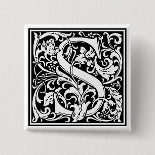 William Morris Alphabet “S” 15 Cm Square Badge