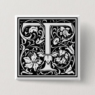 William Morris Alphabet “T” 15 Cm Square Badge