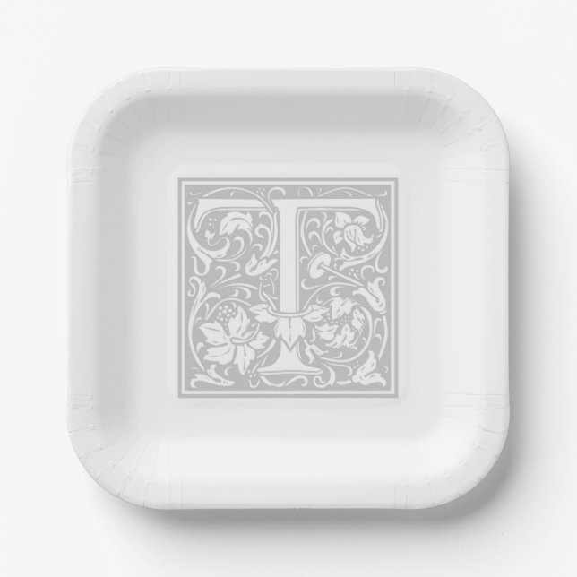 William Morris Alphabet “T” Paper Plates (Front)