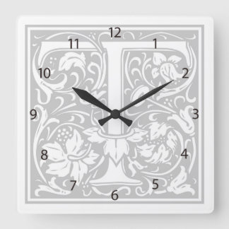 William Morris Alphabet “T” Square Wall Clock