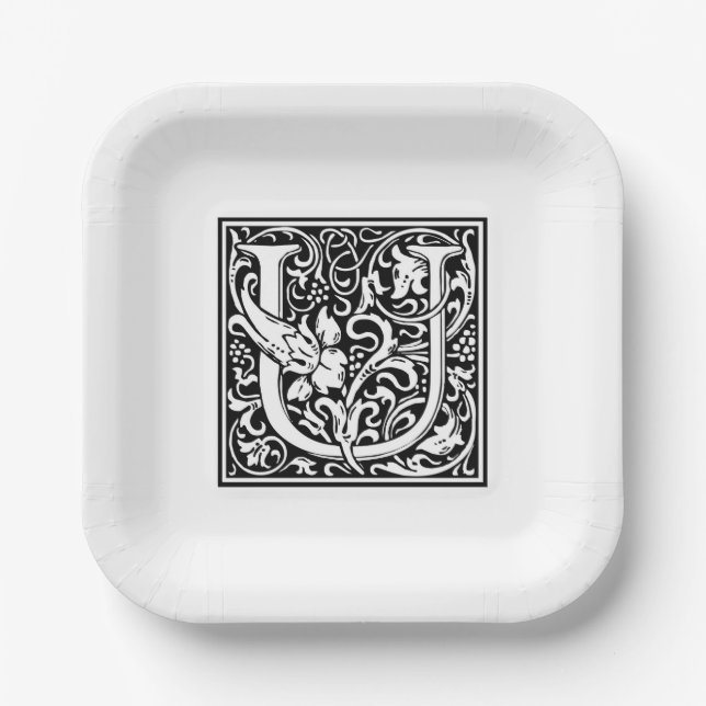 William Morris Alphabet “U” Paper Plates (Front)