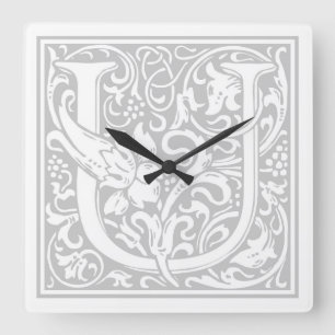 William Morris Alphabet “U” Square Wall Clock