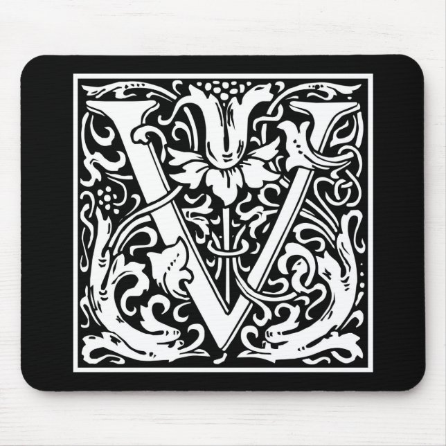 William Morris Alphabet “V” Mouse Pad (Front)