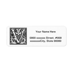 William Morris Alphabet “V” Return Address Label