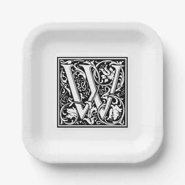 William Morris Alphabet “W” Paper Plate (Front)