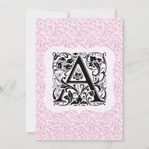 William Morris Alphabet Willow Bough Pink Thank You Card