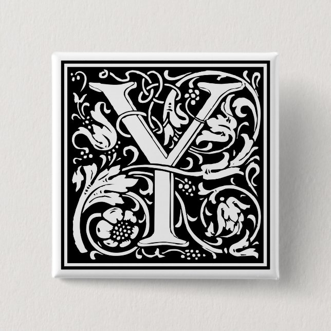 William Morris Alphabet “Y” 15 Cm Square Badge (Front)