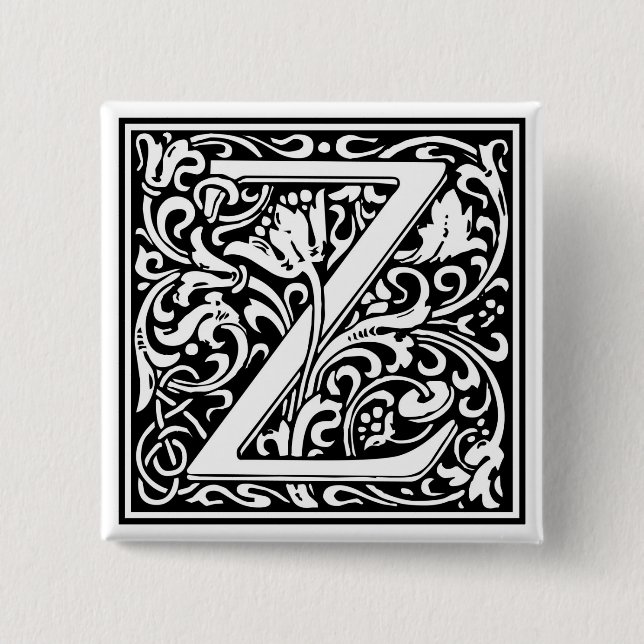 William Morris Alphabet “Z” 15 Cm Square Badge (Front)