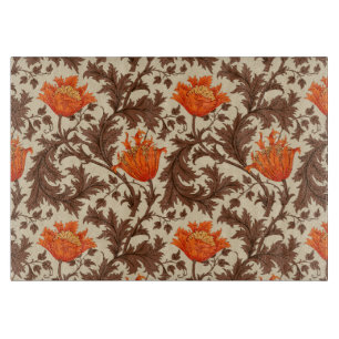 William Morris Anemone, Beige, Brown & Rust Orange Cutting Board