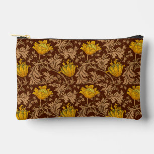 William Morris Anemone, Brown and Mustard Gold  Accessory Pouch