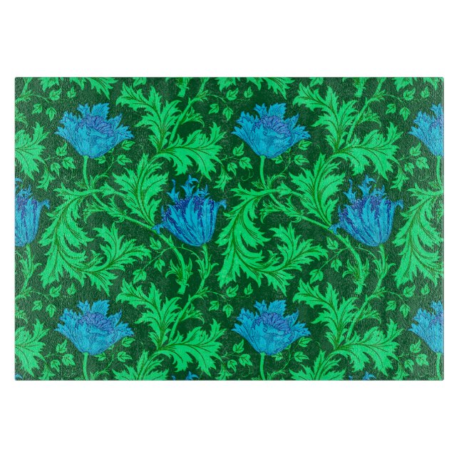 William Morris Anemone, Emerald Green and Blue  Cutting Board (Front)