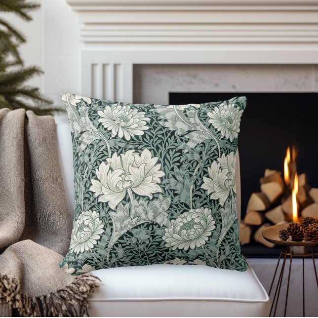 William Morris Anemone Floral Pattern in Teal Cushion (Creator Uploaded)