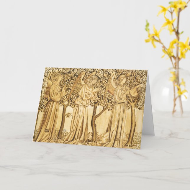William Morris ANGELS AND TREE Greeting Card (Yellow Flower)