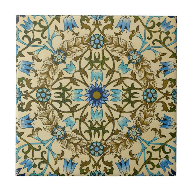 William Morris Antique 1873 Vine & Floral Pattern Ceramic Tile (Front)