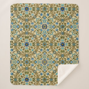 William Morris Antique 1873 Vine & Floral Pattern Sherpa Blanket