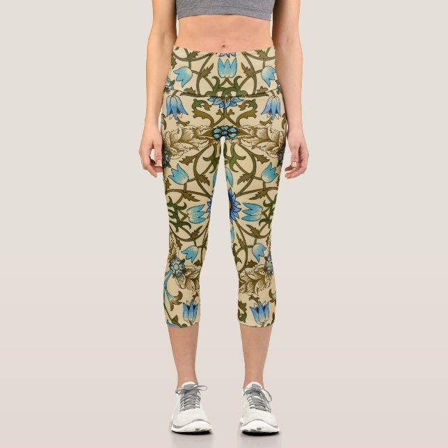 William Morris- Antique 1873 Vine & Flower Pattern Capri Leggings (Front)