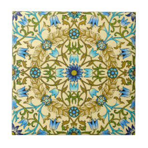 William Morris Antique 1873 Vine & Flower Pattern Ceramic Tile