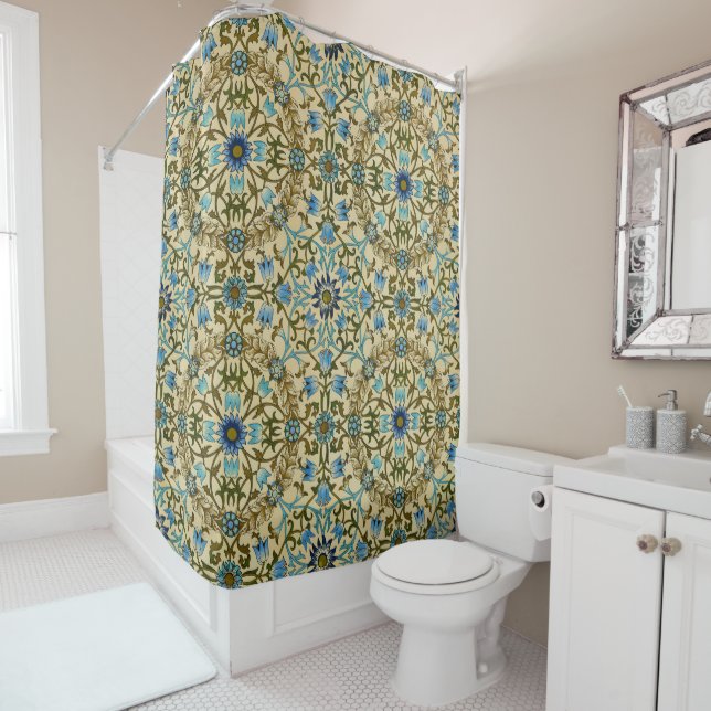 William Morris- Antique 1873 Vine & Flower Pattern Shower Curtain (In Situ)