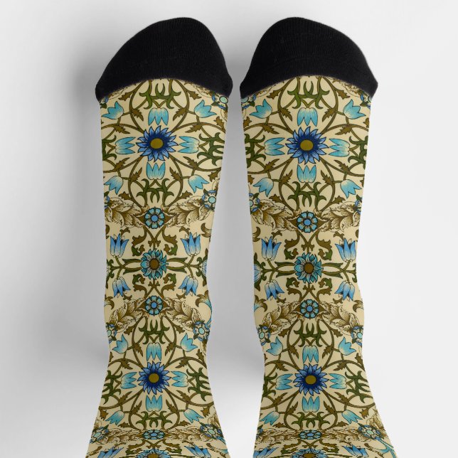William Morris- Antique 1873 Vine & Flower Pattern Socks (Top)