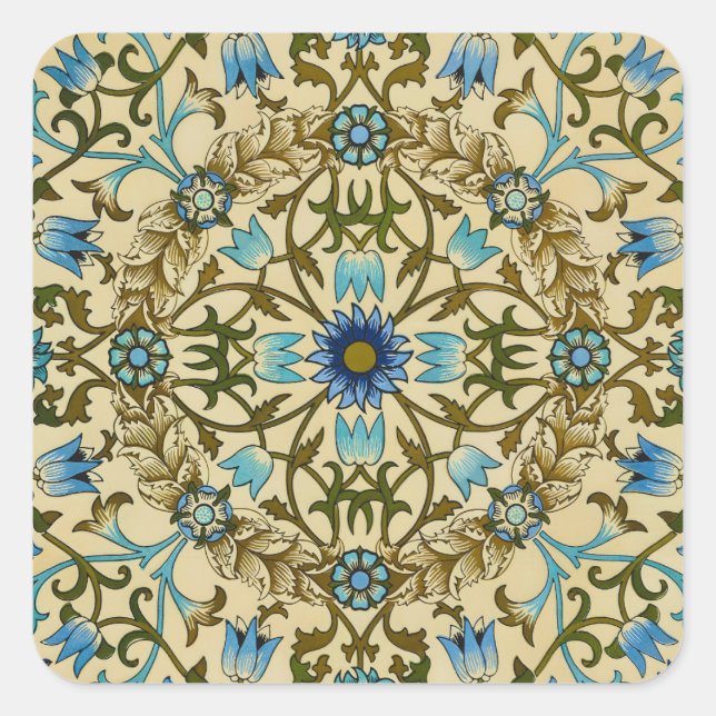 William Morris- Antique 1873 Vine & Flower Pattern Square Sticker (Front)