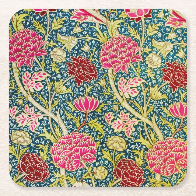 William Morris, Antique Cray Design Square Paper Coaster (Front)