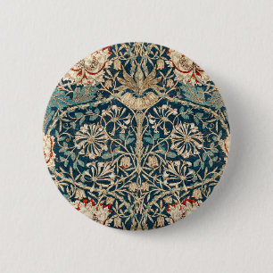 William Morris Antique Honeysuckle Floral 6 Cm Round Badge
