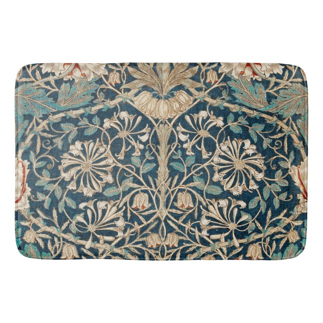 William Morris Antique Honeysuckle Floral Bath Mat (Front)
