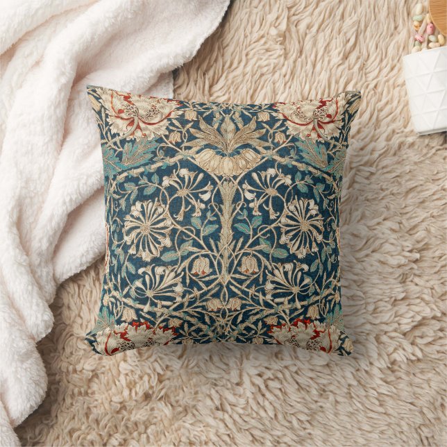 William Morris Antique Honeysuckle Floral Cushion (Blanket)