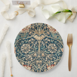 William Morris Antique Honeysuckle Floral Paper Plate