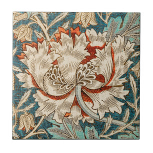 William Morris Antique Honeysuckle Floral Pattern Ceramic Tile