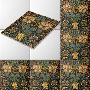 William Morris Antique Honeysuckle Floral Pattern Ceramic Tile
