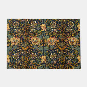 William Morris Antique Honeysuckle Floral Pattern Doormat