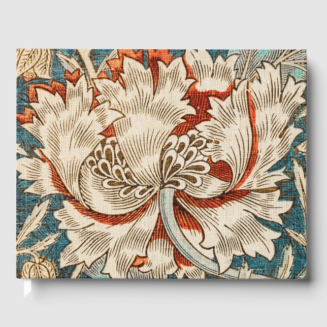 William Morris Antique Honeysuckle Floral Pattern Guest Book (Front)