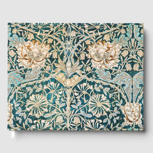 William Morris Antique Honeysuckle Floral Pattern Guest Book (Front)