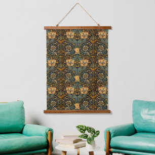 William Morris Antique Honeysuckle Floral Pattern Hanging Tapestry